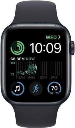 Apple Watch SE 2nd Gen (2022) (GPS) - 32GB - 44mm - Midnight Aluminum Case with Midnight Rubber Sport Band - Medium/Large Size