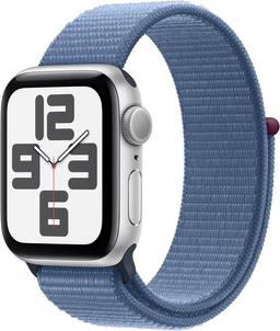 Apple Watch SE 2nd Gen (2022) (GPS) - 32GB - 44mm - Silver Aluminum Case with Winter Blue Textile Sport Loop Band - One Size