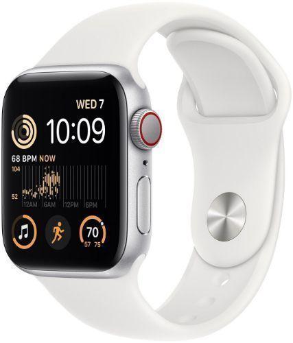 Apple Watch SE 2nd Gen (2022) (GPS) - 32GB - 40mm - Silver Aluminum Case with White Rubber Sport Band - One Size