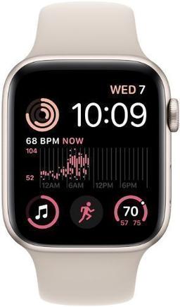 Apple Watch SE 2nd Gen (2022) (GPS) - 32GB - 40mm - Starlight Aluminum Case with Starlight Rubber Sport Band - One Size