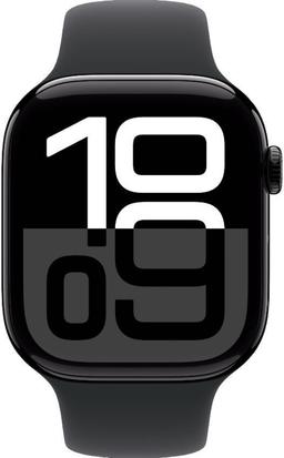 Apple Watch Series 10 (Cellular + GPS) - 64GB - 46mm - Jet Black Aluminum Case with Black Rubber Sport Band - S/M Size