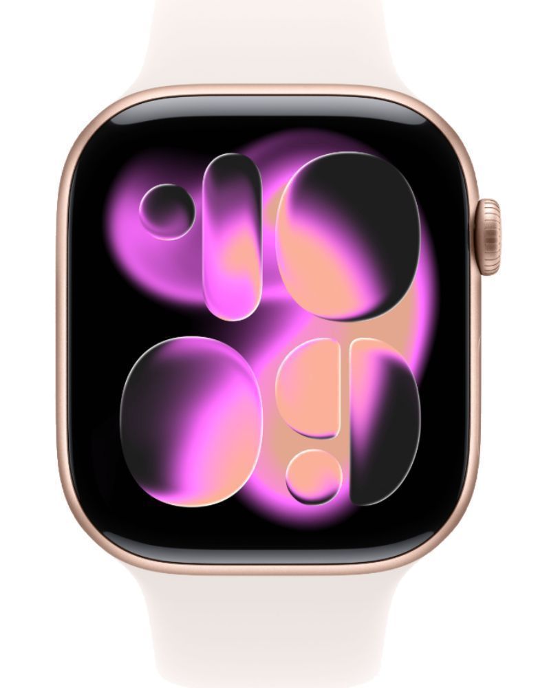 Apple Watch Series 11 (GPS) - 64GB - 42mm - Rose Gold Aluminum Case with Light Blush Silicone Sport Band - S/M Size