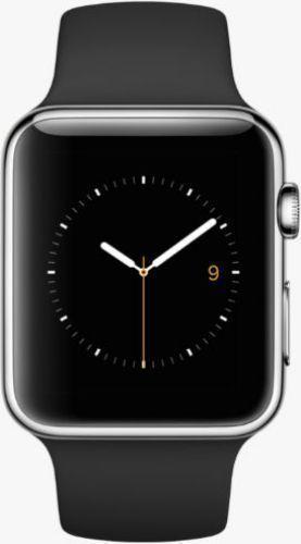 Apple Watch Series 3 38mm Stainless Steel (GPS + Cellular) Black Sport Band - 16GB - Silver - Excellent condition