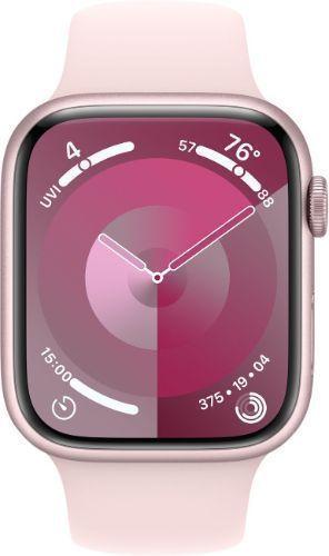 Apple Watch Series 9 (GPS) - 64GB - 45mm - Pink Aluminum Case with Light Pink Rubber Sport Band - Small/Medium Size