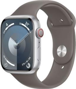 Apple Watch Series 9 (GPS) - 64GB - 45mm - Silver Aluminum Case with Clay Rubber Sport Band - Small/Medium Size