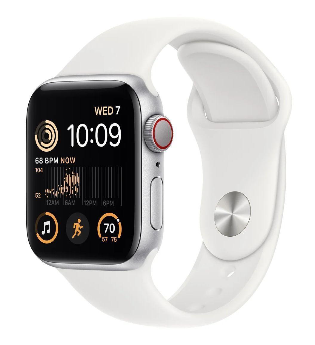 Apple Watch Series 9 (GPS) - 64GB - 45mm - Silver Aluminum Case with White Rubber Sport Band - Small/Medium Size