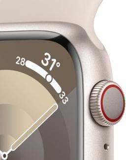 Apple Watch Series 9 (Cellular + GPS) - 64GB - 45mm - Starlight Aluminum Case with Starlight Rubber Sport Band - Small/Medium Size