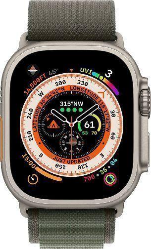 Apple  Watch Ultra - 32GB - Titanium-Titanium-Alpine Loop Band-Green - Cellular + GPS - 49mm - Titanium - Titanium - Green - Alpine Loop Band - Medium Size - Textile - Excellent