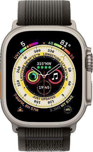 Apple Watch Ultra (Cellular + GPS) - 32GB - 49mm - Titanium Titanium Case with Black/Gray Rubber Trail Loop Band - Medium Size