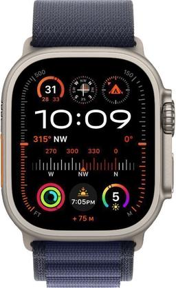 Apple Watch Ultra 2 (Cellular + GPS) - 64GB - 49mm - Titanium Titanium Case with Navy Textile Alpine Loop Band - Medium Size