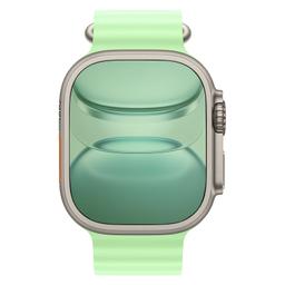 Apple Watch Ultra 3 - 64GB - 49mm - Natural Titanium Case with Neon Green Fluoroelastomer Ocean Band - One Size