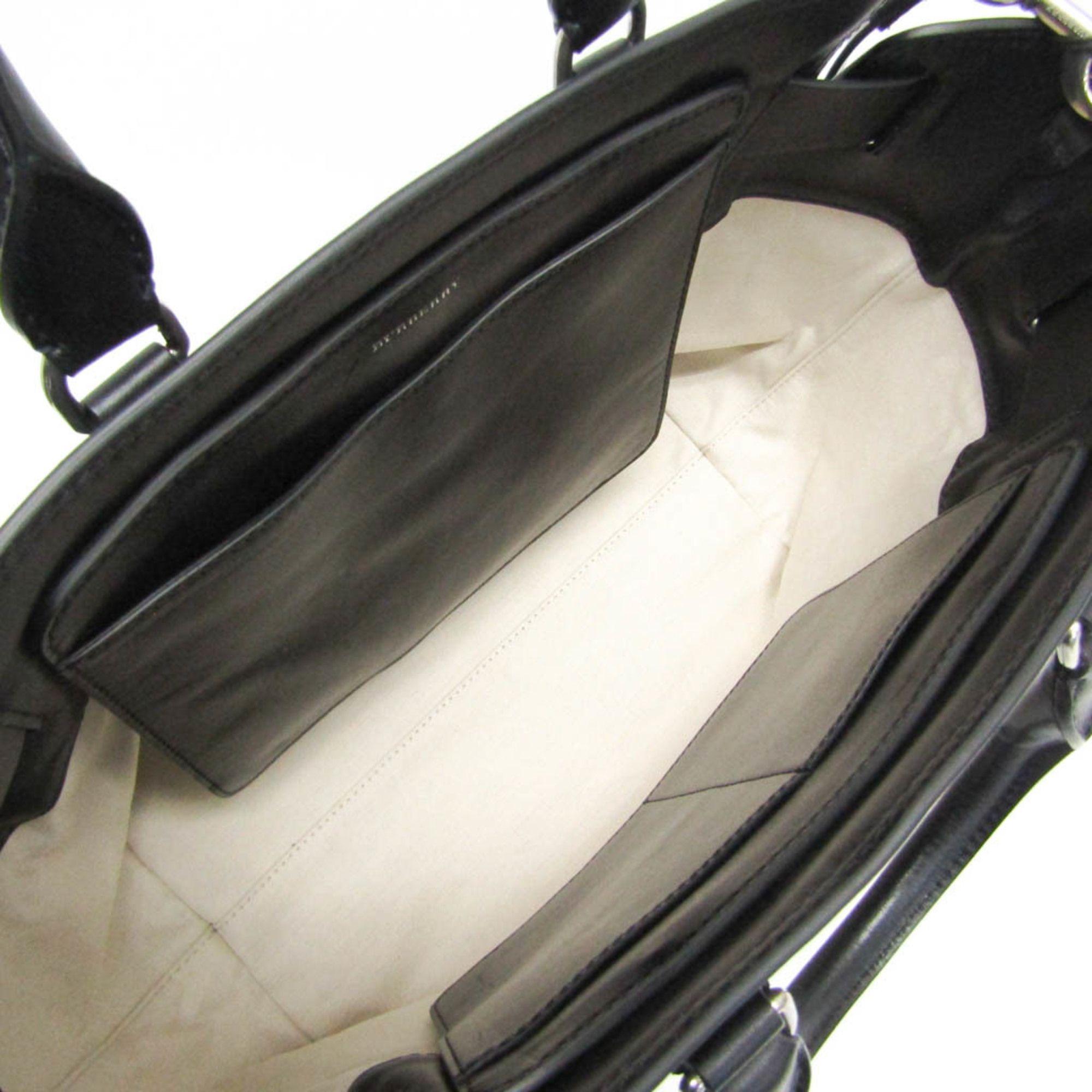 Burberry Leather Canvas Handbag Shoulder Bag