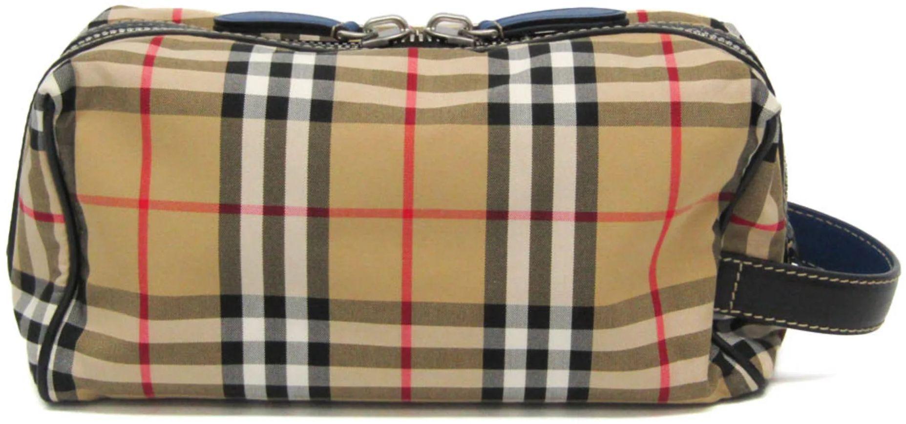 Burberry Leather Nylon Canvas Clutch Bag Pouch