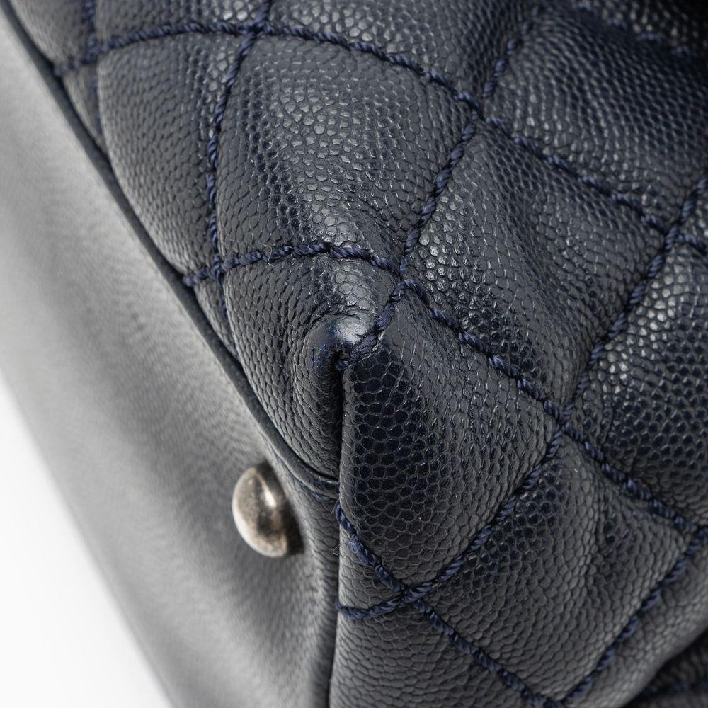 Chanel Caviar Leather Lizard Coco Small Top Handle