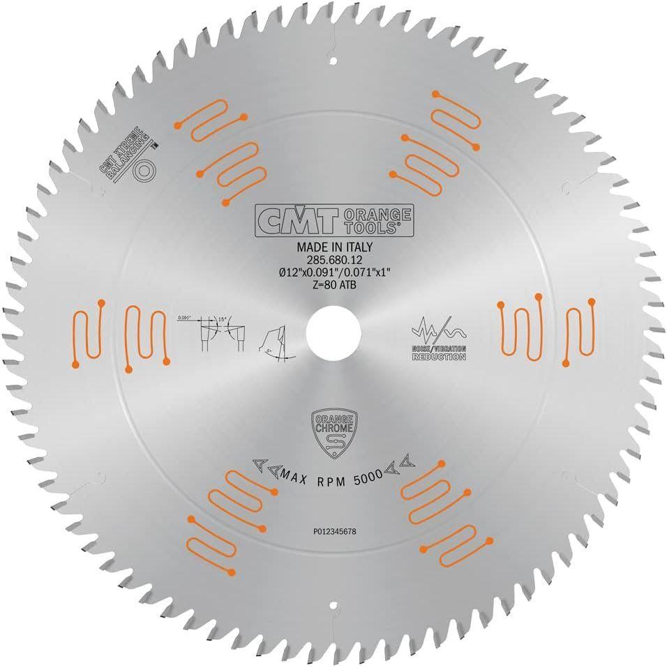 CMT 285.680.12 Chrome Fine Finish Blade 12" x T80 ATB