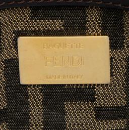 Fendi Zucca Calfskin Baguette Shoulder Bag