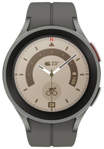 Samsung Galaxy Watch5 Pro - 16GB - Bluetooth - 45mm - Gray  - Titanium - Gray - D-Buckle Sport Band - 45mm - Fluoroelastomer - Premium