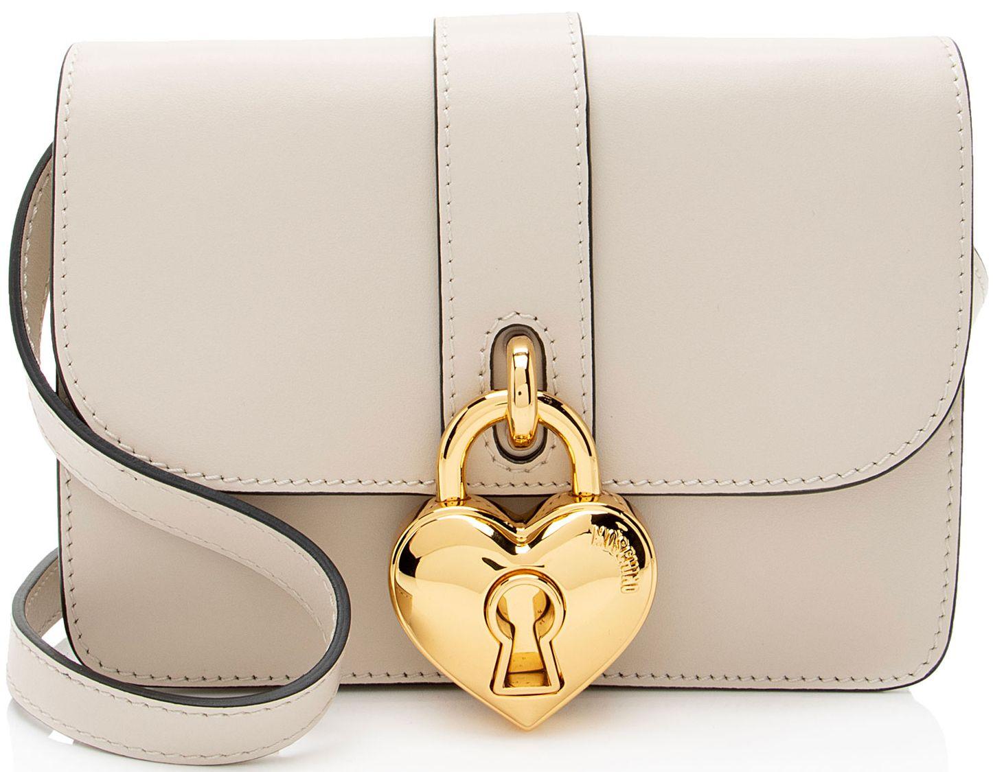 Moschino Leather Heart Lock Shoulder Bag