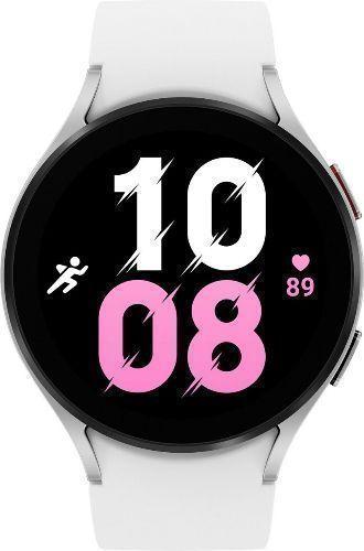Samsung Galaxy Watch5 (Bluetooth + LTE) - 16GB - 44mm - Silver Aluminum Case with White Fluoroelastomer Sport Band