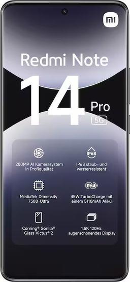 Xiaomi Redmi Note 14 Pro 5G - 256GB - 12GB RAM - Midnight Black