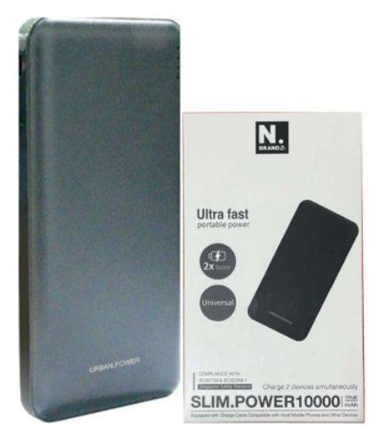N.Brandz  PowerSLIM 10000mAh/2.1A Power Bank - Black - Brand New